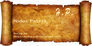 Hodos Patrik névjegykártya